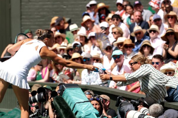 Aryna Sabalenka gives fan a water bottle after they faint during Wimbledon semi-final … from the Independent Alex Pattle