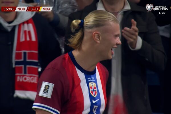 Erling Haaland scores in 36′ to extend Norway’s lead to 3-0 over Moldova … from Fox sports
