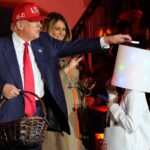 Trump puts candy on kid’s costumed head at White House Halloween event – again … from the Independent Katie Hawkinson